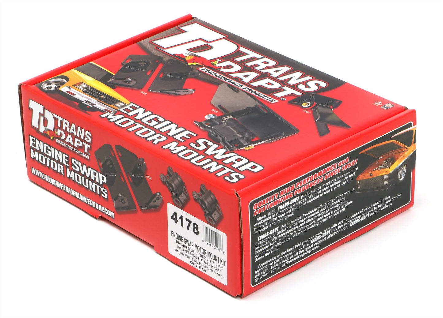 Trans-Dapt Performance 55-57 Chevy (Tri-5) Frame Mounts; Engine 3/4 In. Forward For Hei; Polyurethane Pads 4178