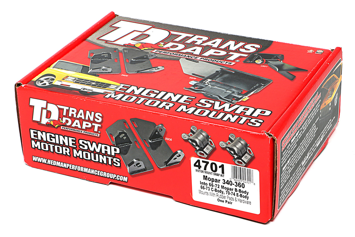 Trans-Dapt Performance 340-360 Mopar Into 66-72 Mopar B-Body Mount Kit- Rubber Pads 4701