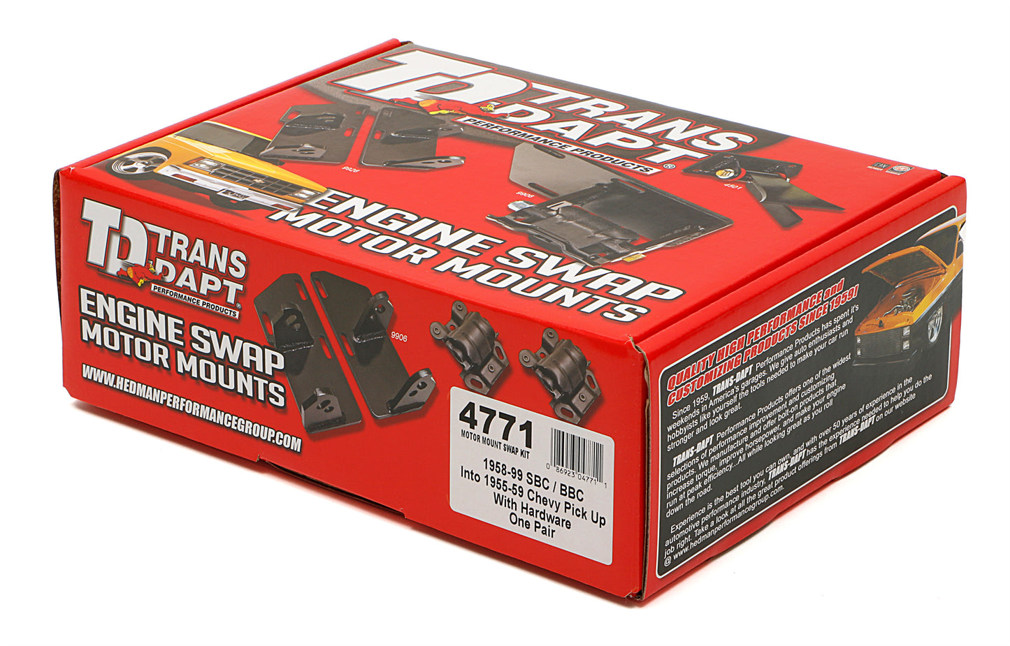 Trans-Dapt Performance Chevy V8 Or V6 Into 1955-59 Chevy Pickup- Motor Mount Kit 4771