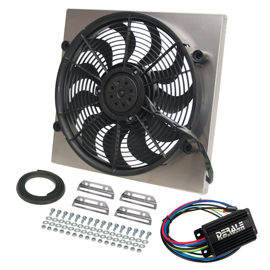 Derale Powerpack - High Output Single 17" RAD Fan/Alum Shroud Kit w/ PWM Controller 66819