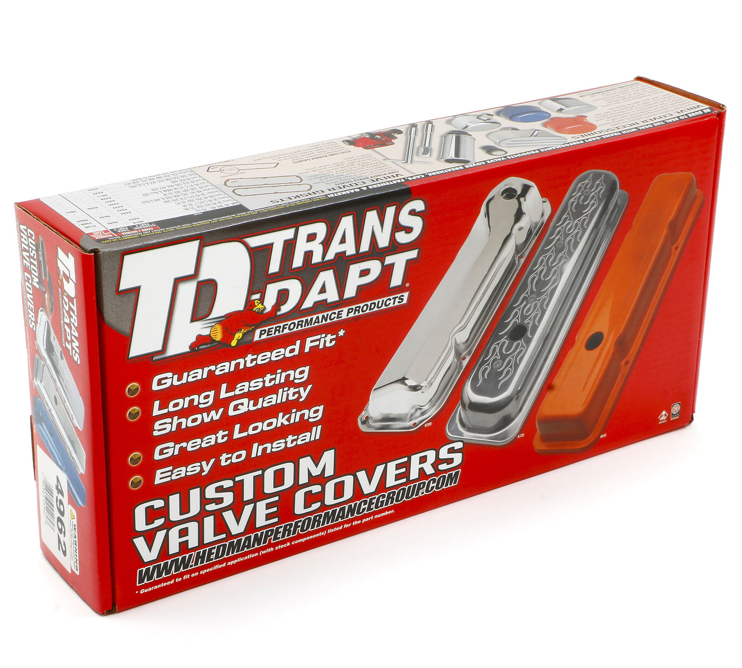 Trans-Dapt Performance Traditional Design Valve Covers Without Baffles; Tall; 1958-1986 Sb Chevy 283-350- Chrome 4962