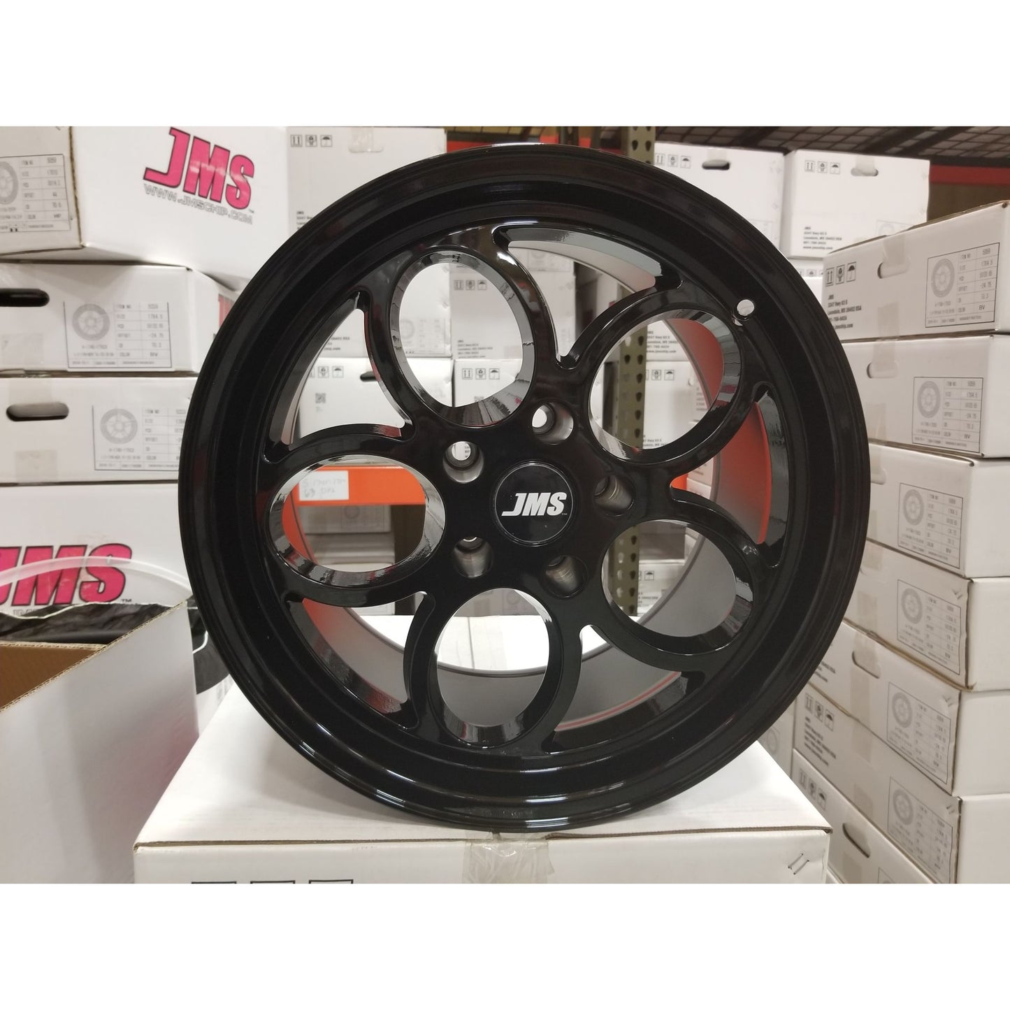 JMS Savage Series Race Wheels - Black Clear; 17 inch X 4.5 inch Front Wheel w/ Lug Nuts - Fits 2006-2021 Dodge Challenger and Charger S1745175DL