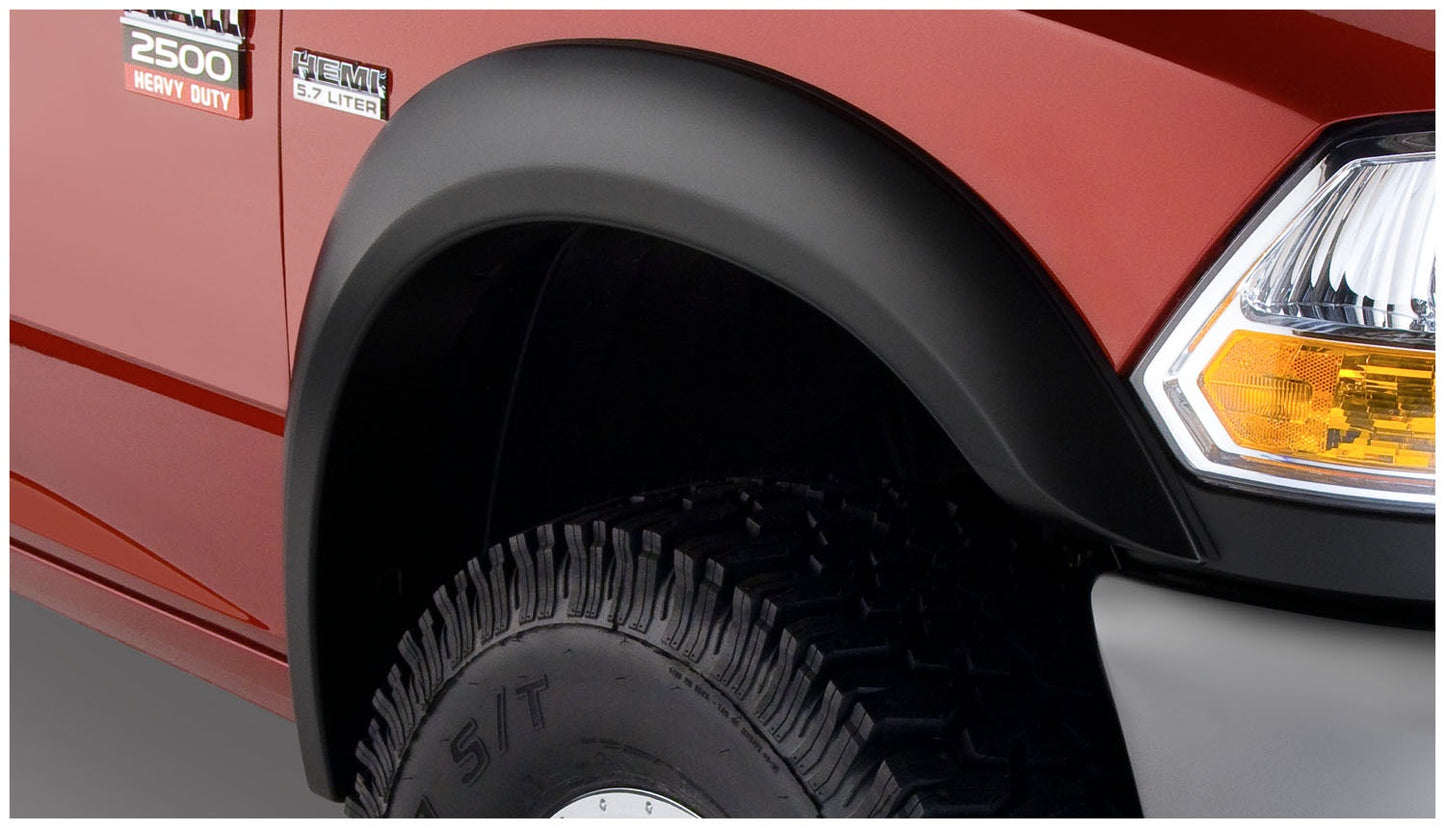 Bushwacker 50013-02 Black Extend-A-Fender Style Smooth Finish Front Fender Flares For 2002-2008 Dodge Ram 1500; 2003-2009 Ram 2500 3500