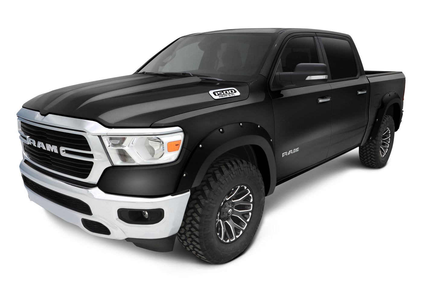 Bushwacker 50915-85 Pocket/Rivet Style Color Matched Brilliant Black Crystal Pearlcoat 4-Piece Fender Flare Set For 2016-2018 Dodge Ram 1500 (Excludes R/T/Rebel); 2019-2022 Ram 1500 Classic (Excludes Rebel Models)