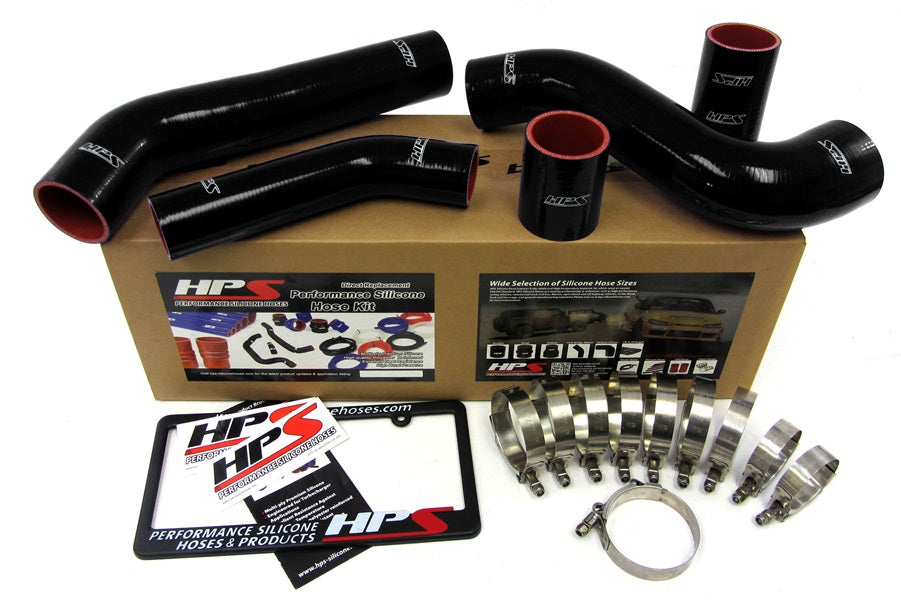 HPS Performance High Temp 4-ply Reinforced Silicone Replace OEM Rubber Intercooler Turbo Boots 57-1228-BLK