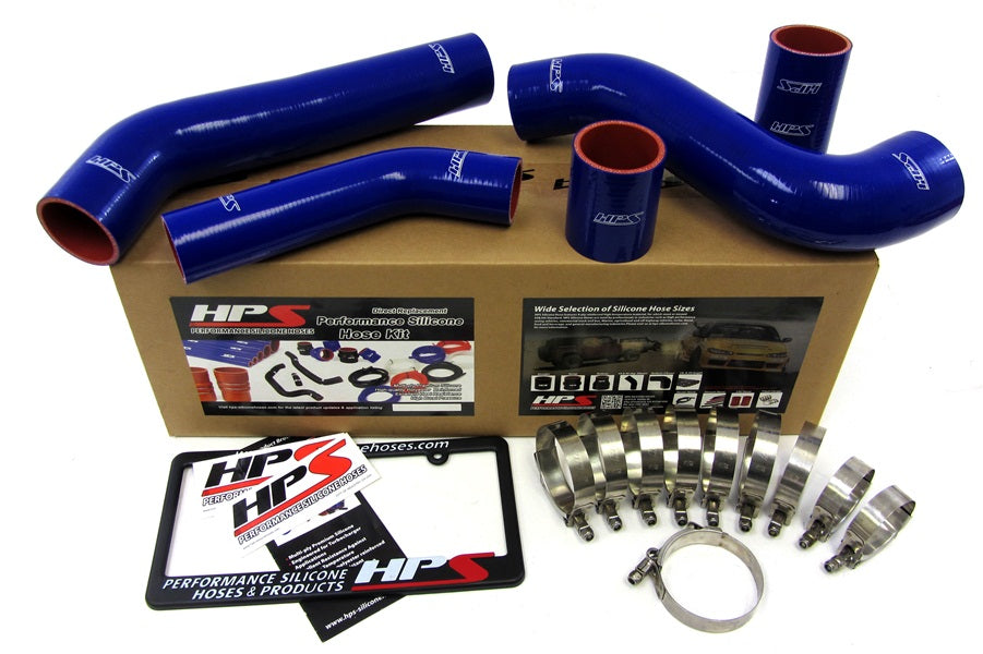 HPS Performance High Temp 4-ply Reinforced Silicone Replace OEM Rubber Intercooler Turbo Boots 57-1228-BLUE