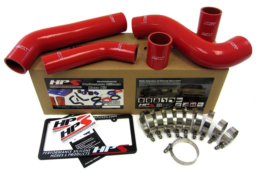HPS Performance High Temp 4-ply Reinforced Silicone Replace OEM Rubber Intercooler Turbo Boots 57-1228-RED