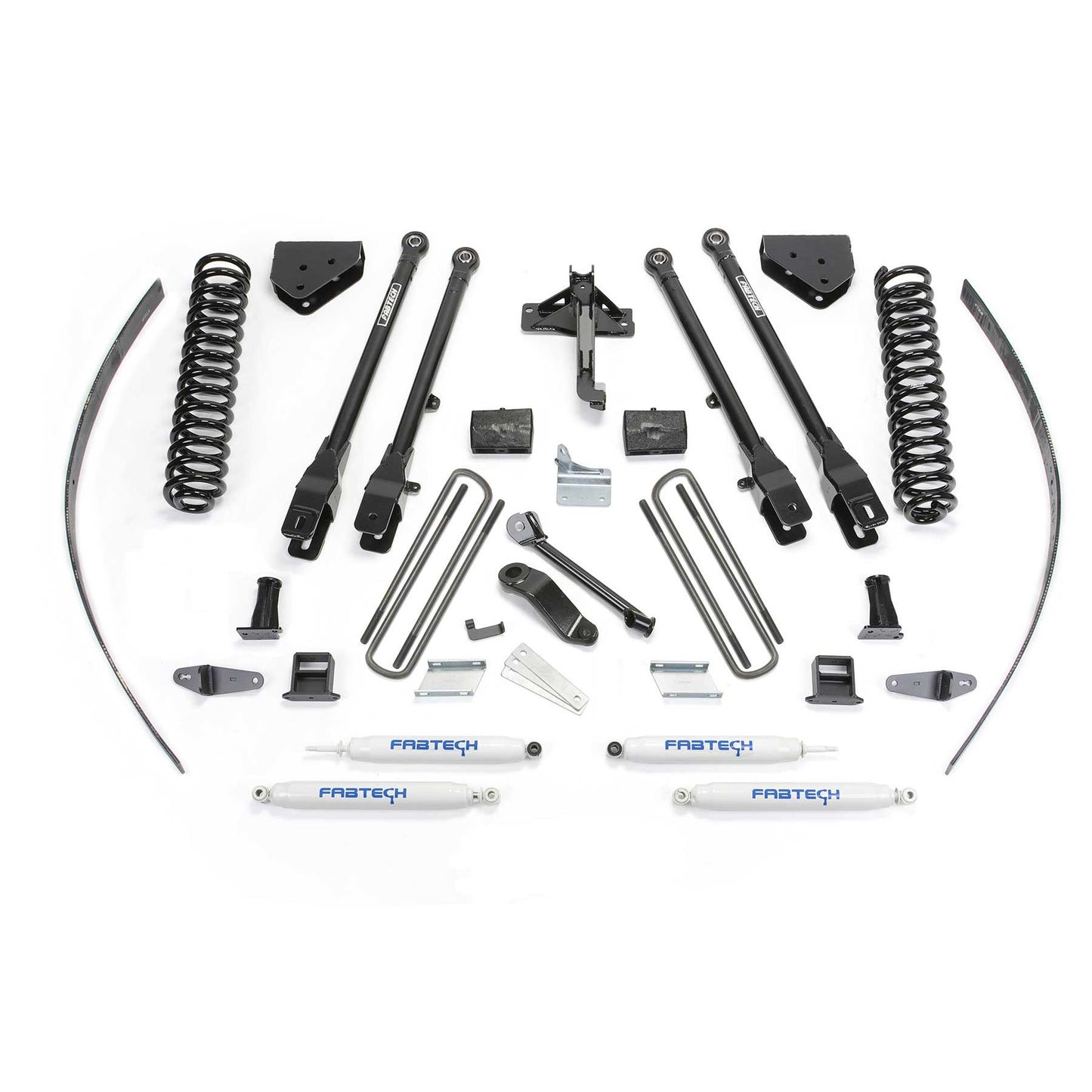 Fabtech 8" 4LINK SYS W/COILS & PERF SHKS 2008-16 FORD F250 4WD W/FACTORY OVERLOAD K2126