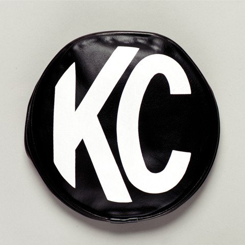 KC HiLiTES 8 in Light Cover - Round - Soft Vinyl - Pair - Black / White KC Logo 5800