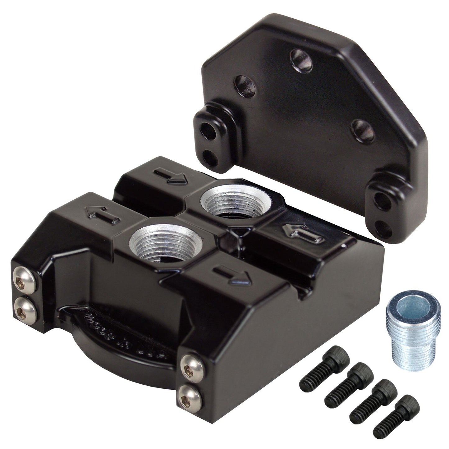 Derale Premium -10AN Ports Up Single Filter Mount, 3/4"-16 Filter Threads 35708