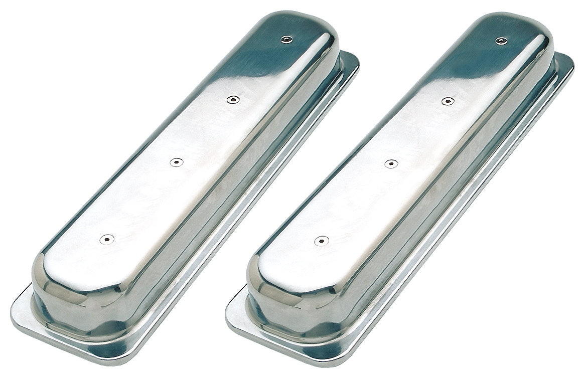 Trans-Dapt Performance Polished Aluminum Valve Covers; Short- 1987 & Up - Sb Chevrolet 305-350- Plain (No Holes) 6036