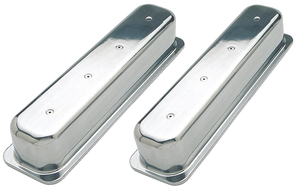 Trans-Dapt Performance Aluminum Valve Covers; Tall; Plain; 1987-1999 Sb Chevrolet 5.0/5.7L (No Holes) 6046