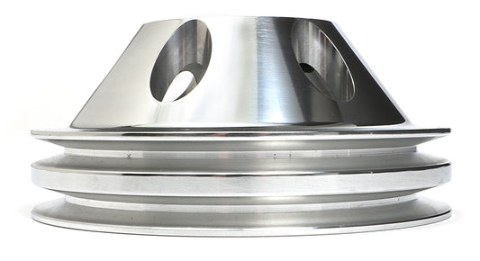 Trans-Dapt Performance Water Pump Pulley; 2 Groove; 1969-1985 Chevrolet 283-350; Long Water Pump- Polished Aluminum 6055