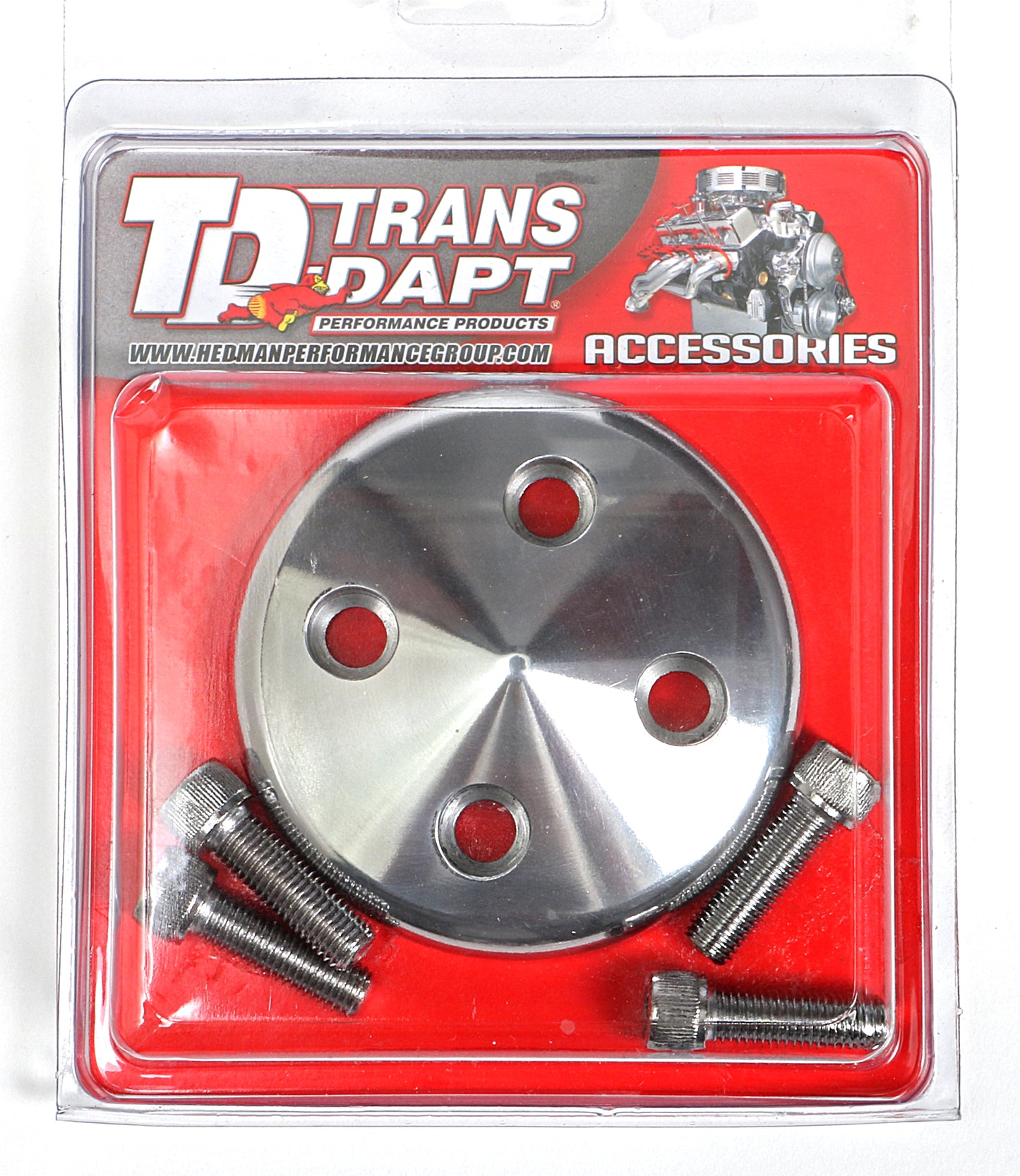 Trans-Dapt Performance Water Pump Pulley Nose; Groove; 1955-1968 Chevrolet 283-350; Short Water Pump- Polished Aluminum 6060