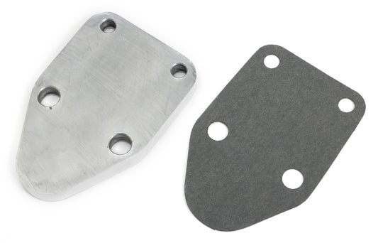 Trans-Dapt Performance Fuel Pump Block-Off Plate; Sb Chevy 283-400; Pinstripes (Ball-Milled)- Aluminum 6064