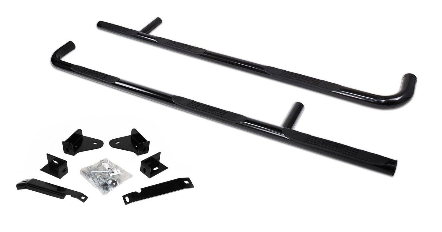 Go Rhino 61090B 6000 Side Steps With Mounting Bracket Kit 1Piece WheeltoWheel Black Powdercoat