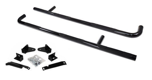 Go Rhino 61090B 6000 Side Steps With Mounting Bracket Kit 1Piece WheeltoWheel Black Powdercoat