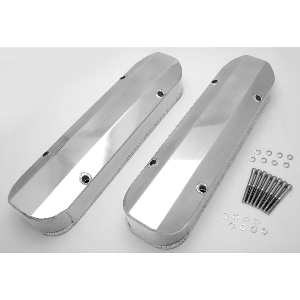 HAMBURGER'S PERFORMANCE PRODUCTS FABRICATED ALUMINUM VALVE COVERS POLISHED PONTIAC NO HOLE 1033