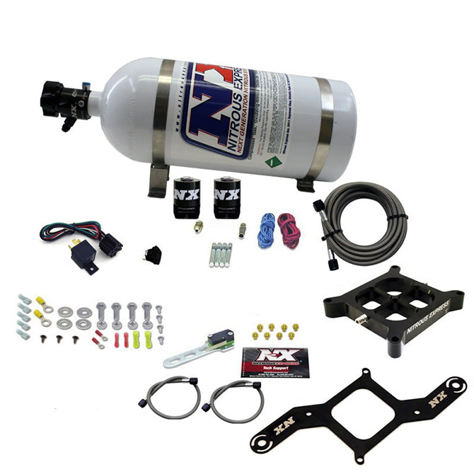 Nitrous Express 4150 SINGLE ENTRY CROSSBAR PLATE SYSTEM PRO POWER(100-500HP) W/10LB BOTTLE NX-63540-10