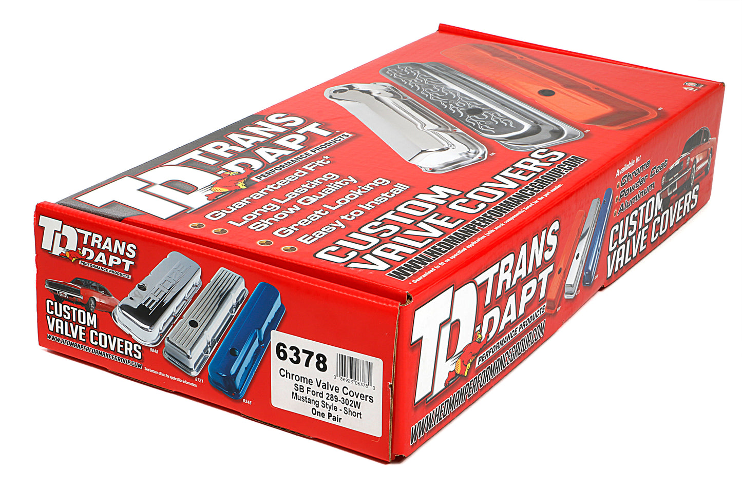 Trans-Dapt Performance Valve Covers Chr. Mustang 289-302 With Breather Tube 6378