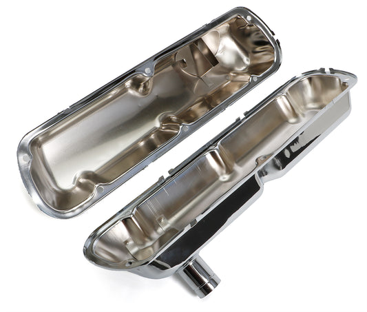Trans-Dapt Performance Valve Covers Chr. Mustang 289-302 With Breather Tube 6378
