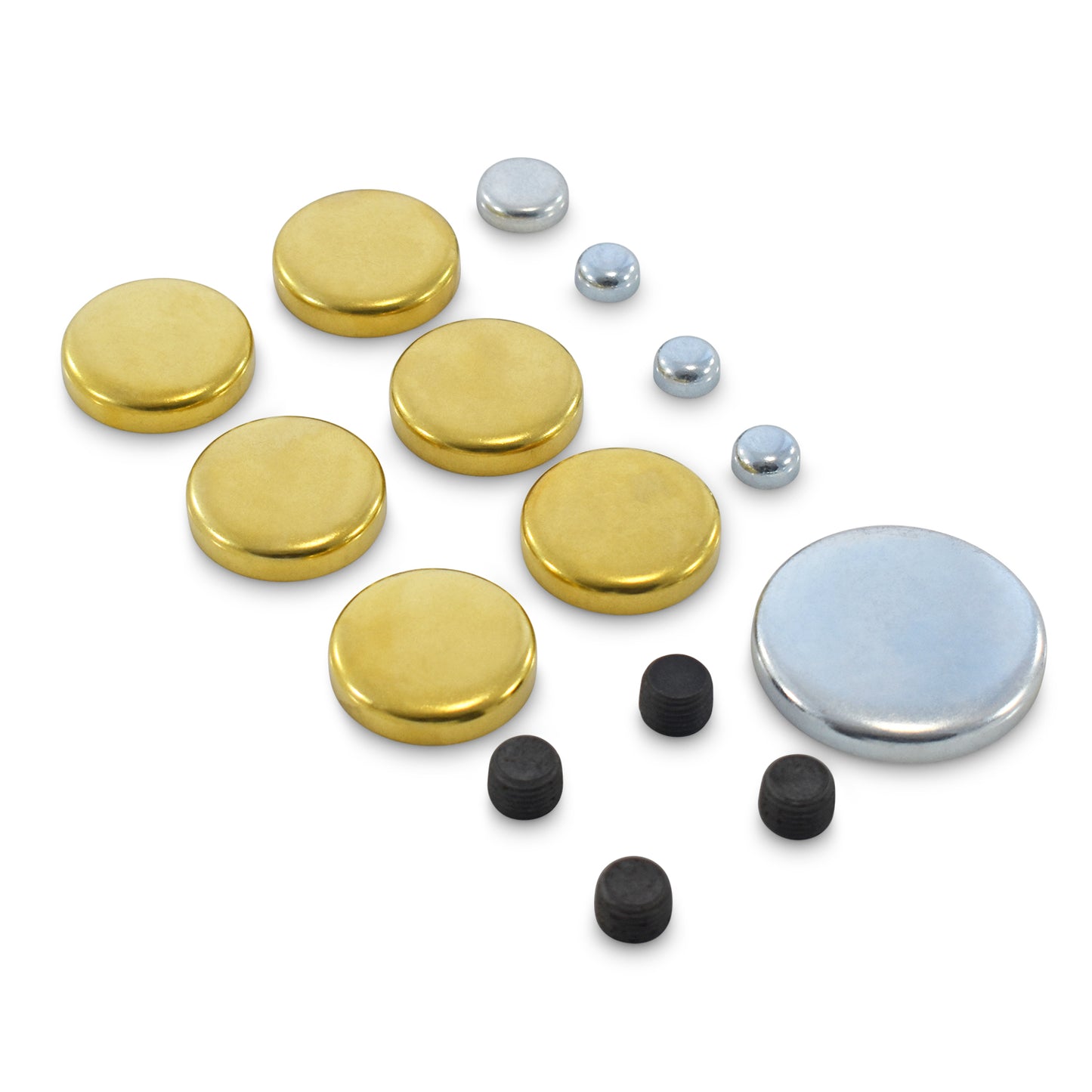 Proform Brass Freeze Plug Kit; For Ford 289/302/351W Engines; All Sizes Needed Included 66553