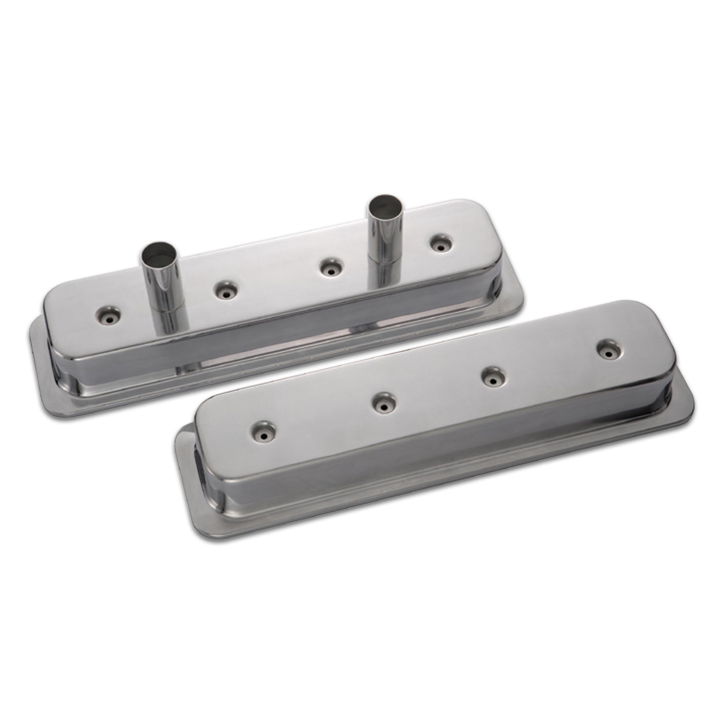 Proform Engine Valve Covers; Circle Track-Center Bolt Style; Die Cast; w/Tubes; SB Chevy 66734