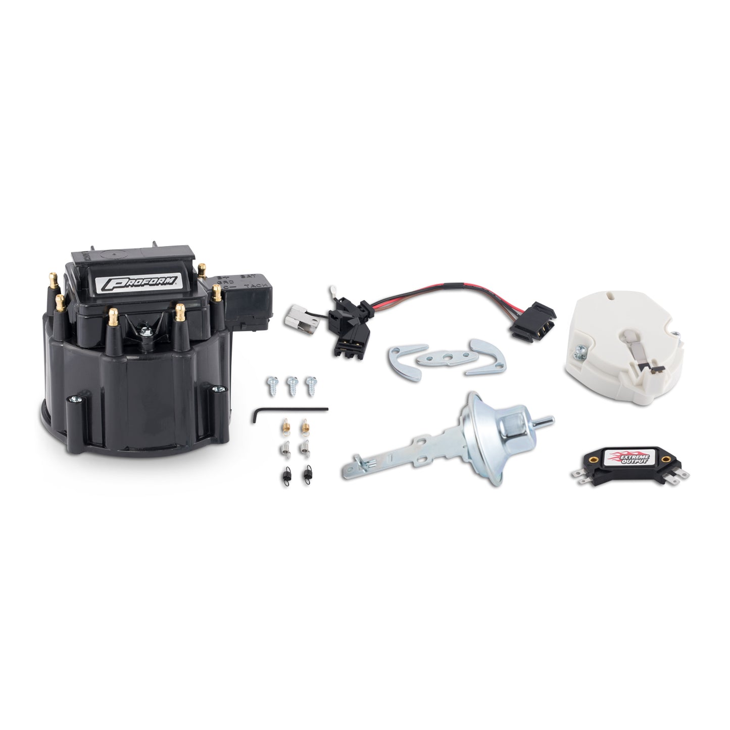Proform Engine Distributor Tune-Up Kit; Fits GM HEI V8 Dist w/Internal Coil; Black Cap 66945BKC