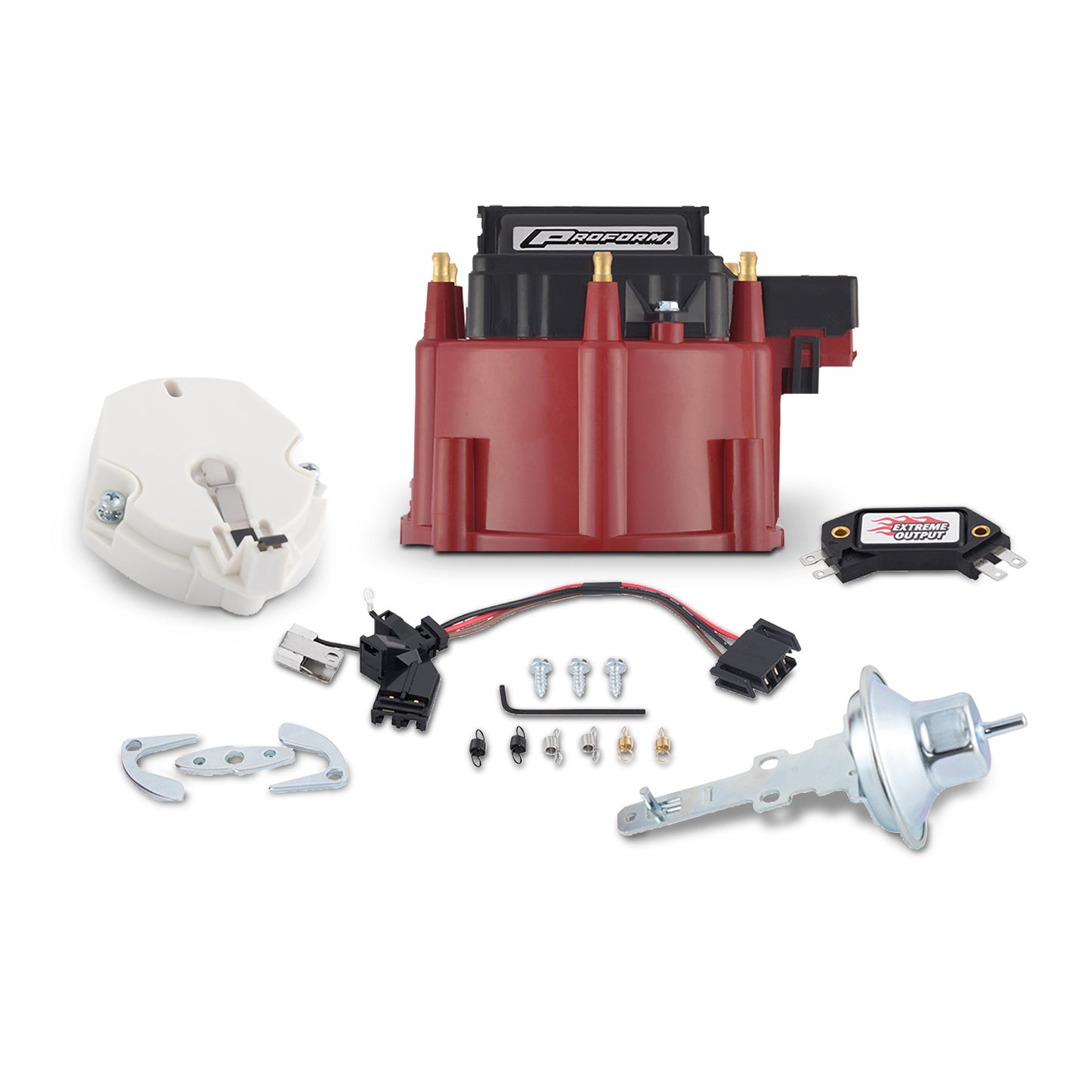 Proform Engine Distributor Tune-Up Kit; Fits GM HEI V6 Dist w/Internal Coil; Red Cap 66949RC