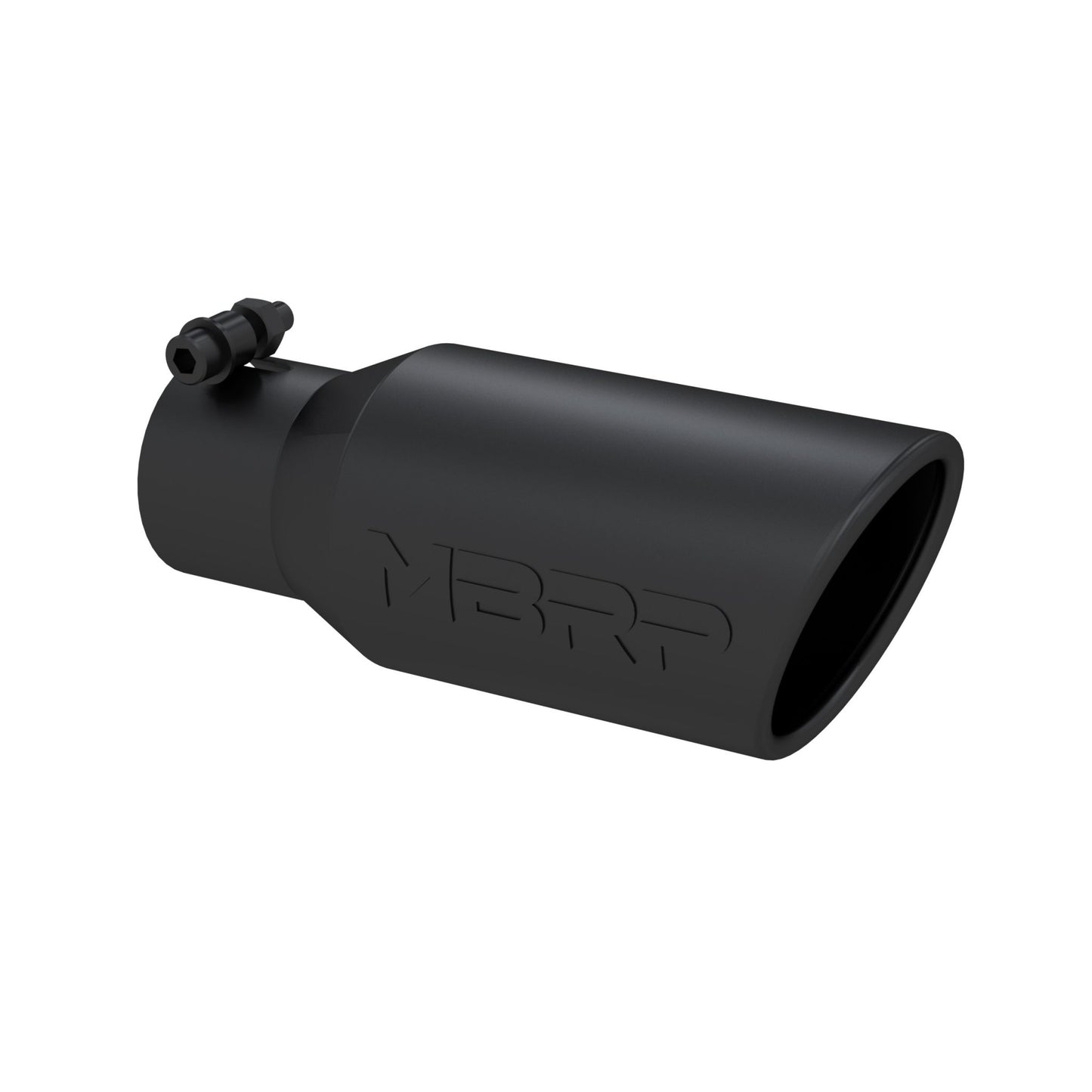 MBRP Exhaust Tip; 4in. O.D. Angled Rolled End 2 3/4in. inlet 10in. length; Black T5157BLK