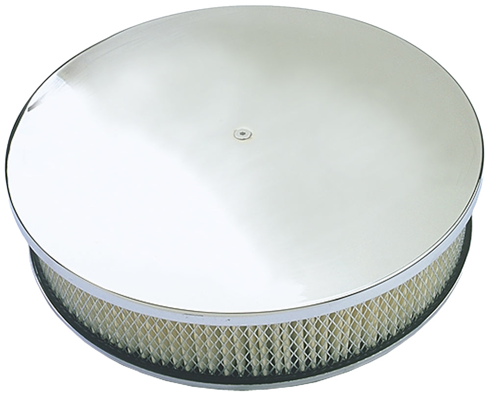 Trans-Dapt Performance Round Air Cleaner Set Plain (Ball-Milling); 14 In. Diameter 3 In. Tall- Aluminum 6701
