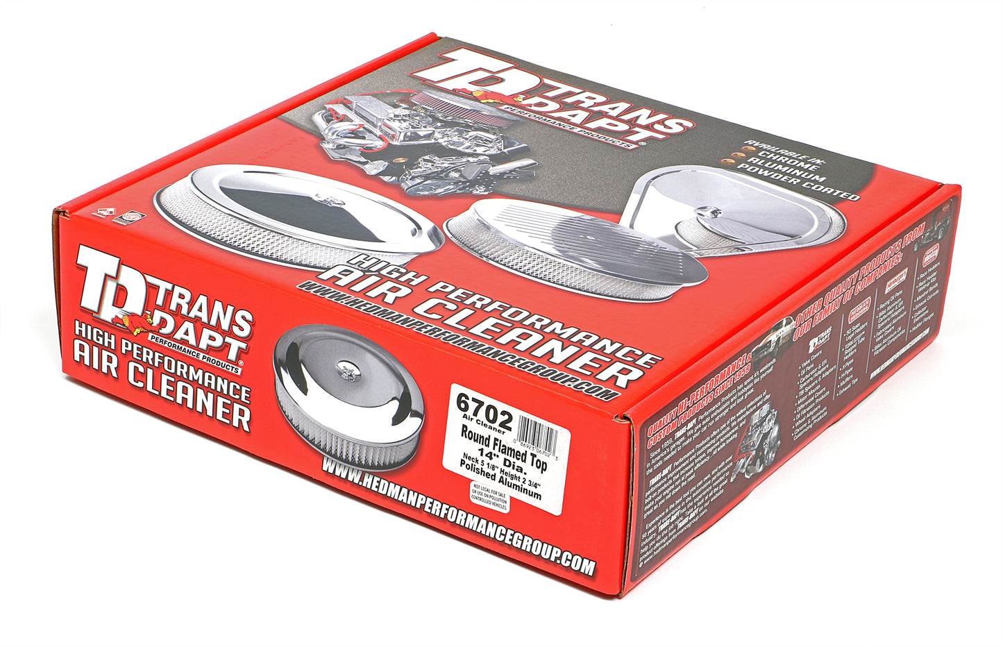 Trans-Dapt Performance Round Air Cleaner Set Flame (Ball-Milling); 14 In. Diameter 3 In. Tall- Aluminum 6702