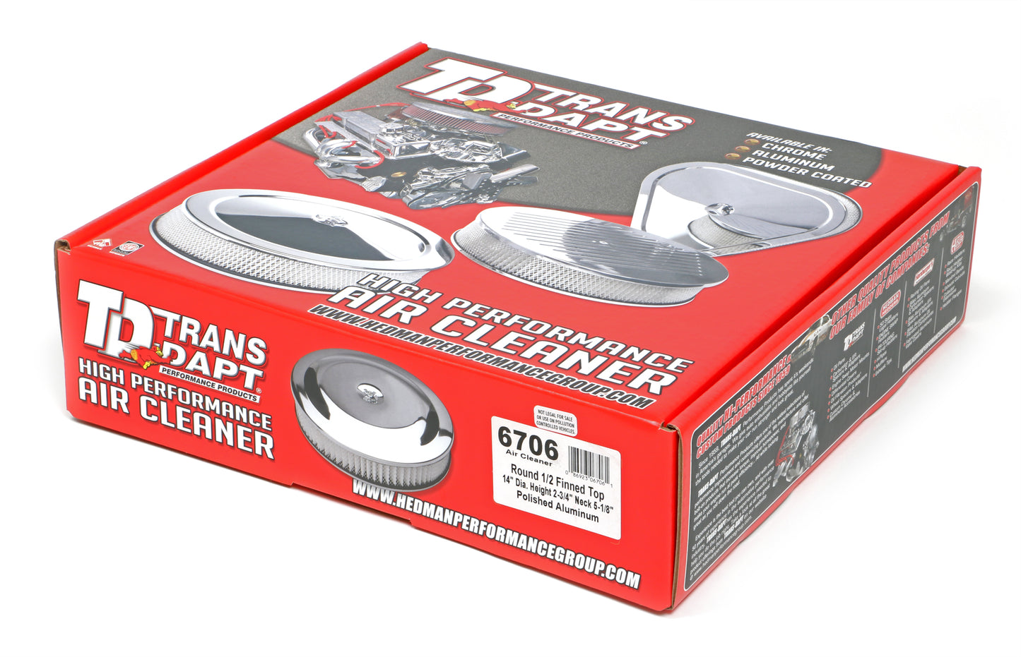 Trans-Dapt Performance Finned Aluminum Round Air Cleaner Set; 3 In. Tall 14 In. Diameter 5-1/8 In. Neck 6706
