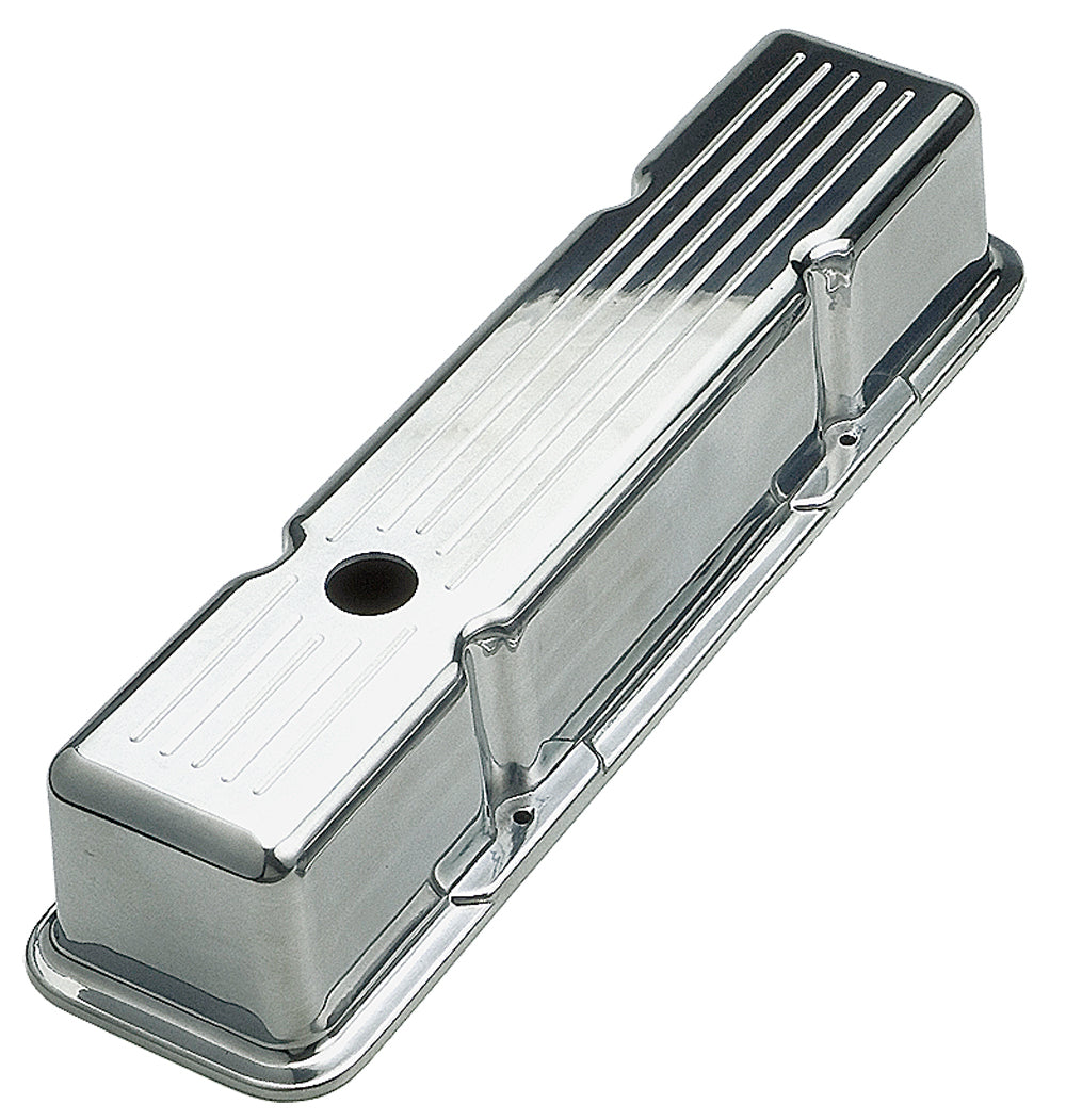 Trans-Dapt Performance Ball-Milled Aluminum Valve Covers; Tall; Pinstripes- 1958-1986- Sb Chevrolet 283-350 6720