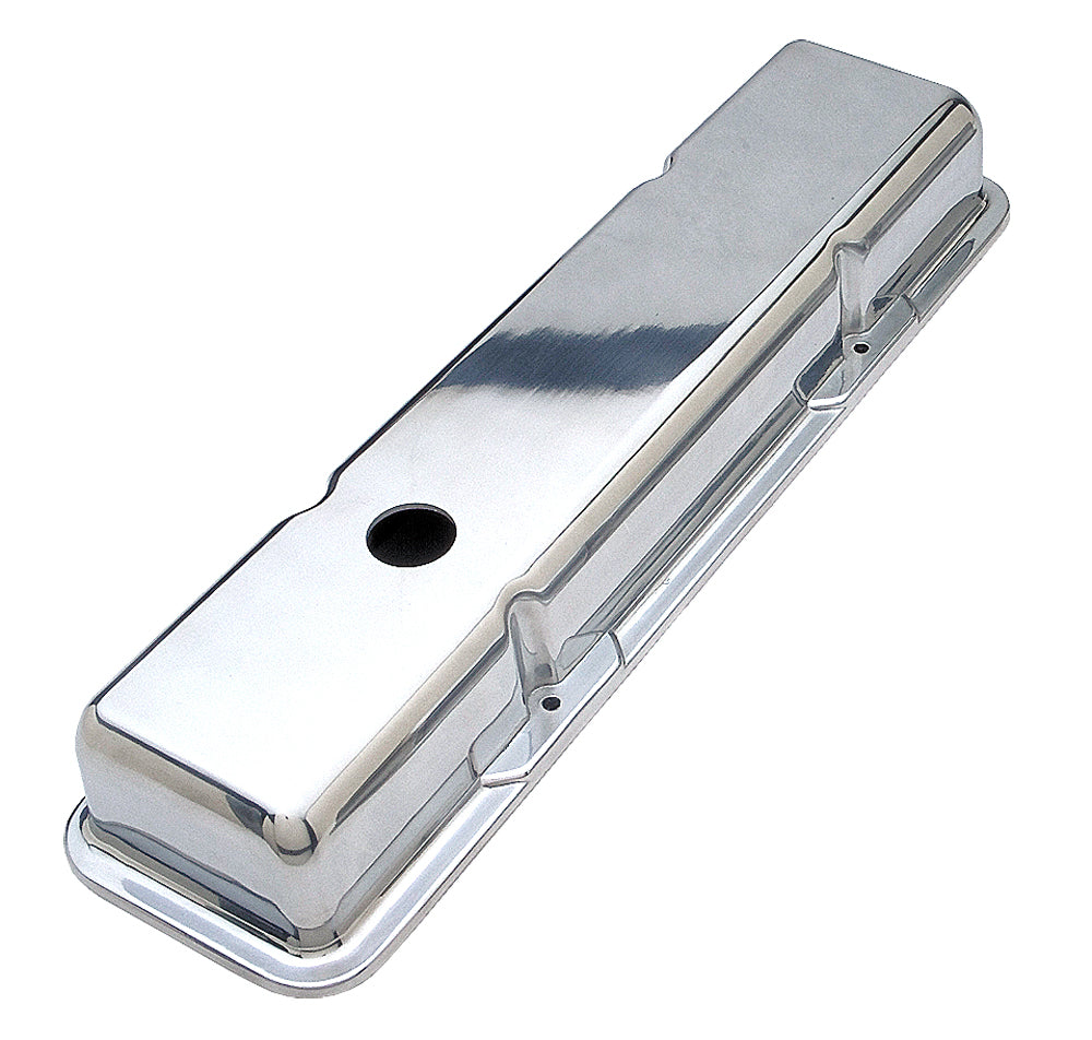 Trans-Dapt Performance Ball-Milled Aluminum Valve Covers; Short; Plain- 1958-1986- Sb Chevrolet 283-350 6723