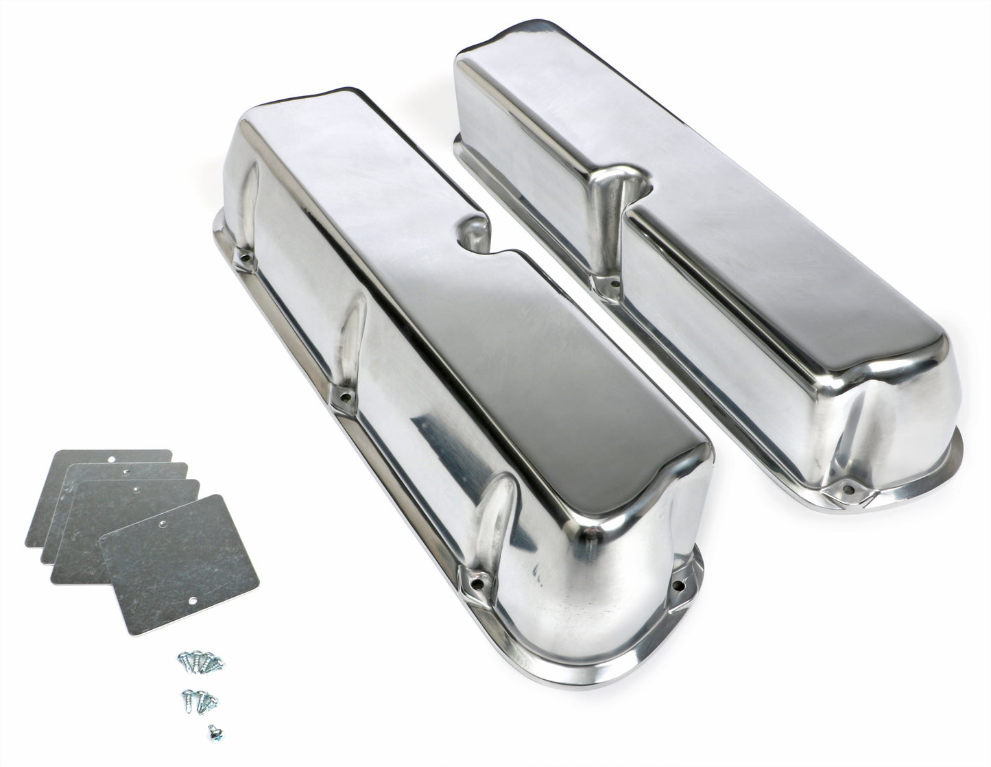 Trans-Dapt Performance Tall Valve Covers; Sb Ford; Plain Polished Aluminum- No Holes 6726