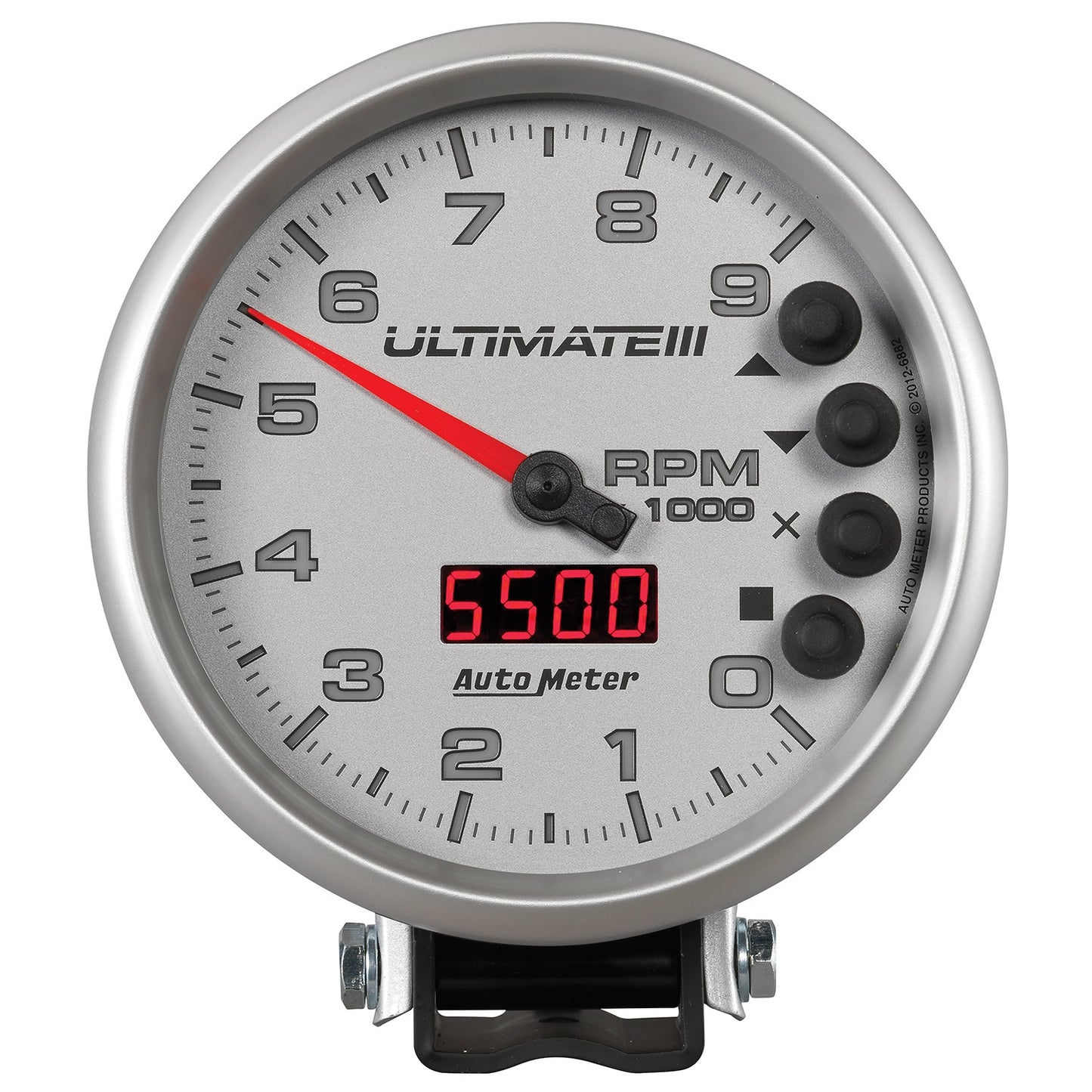 AutoMeter 5 in. TACHOMETER 0-9000 RPM PEDESTAL ULTIMATE III PLAYBACK SILVER 6882