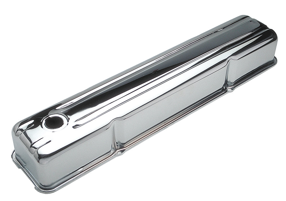 Trans-Dapt Performance Traditional Design Valve Covers; Short; 1950-1962 Chevy 235 L6- Chrome 6892