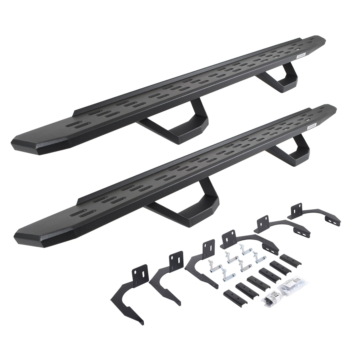 Go Rhino 6960998020PC RB30 Running Boards With Mounting Brackets & 2 Pairs Of Drops Steps Kit Textured Black