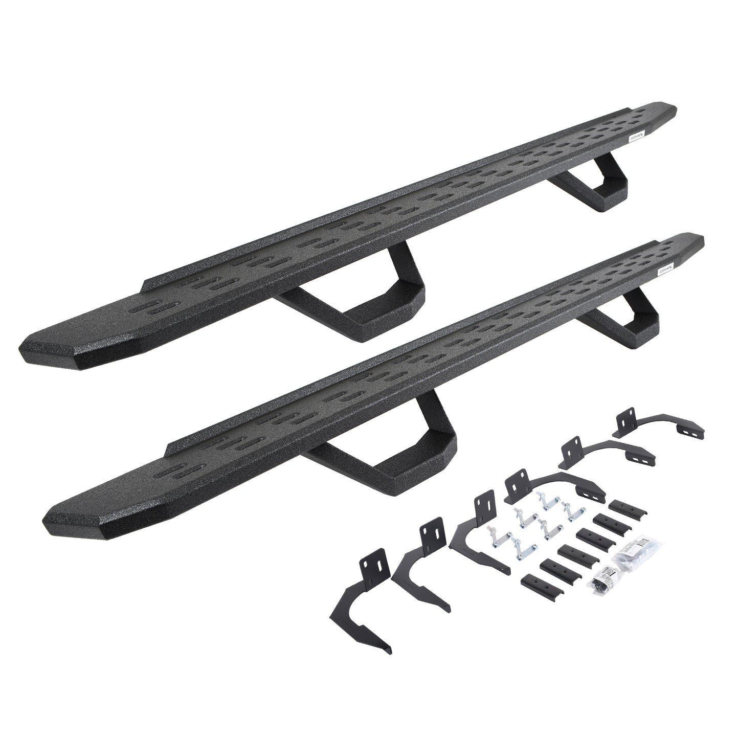 Go Rhino 6961068720T RB30 Running Boards With Mounting Brackets & 2 Pairs Of Drops Steps Kit Protective Bedliner Coating