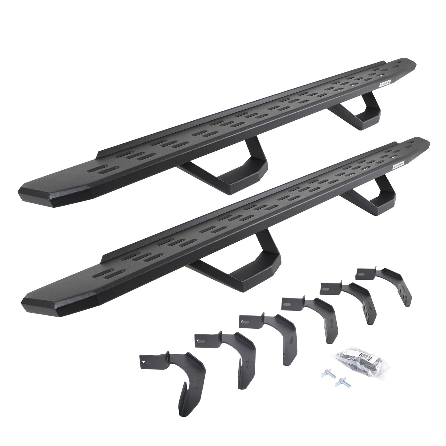Go Rhino 6961268020PC RB30 Running Boards With Mounting Brackets & 2 Pairs Of Drops Steps Kit Textured Black