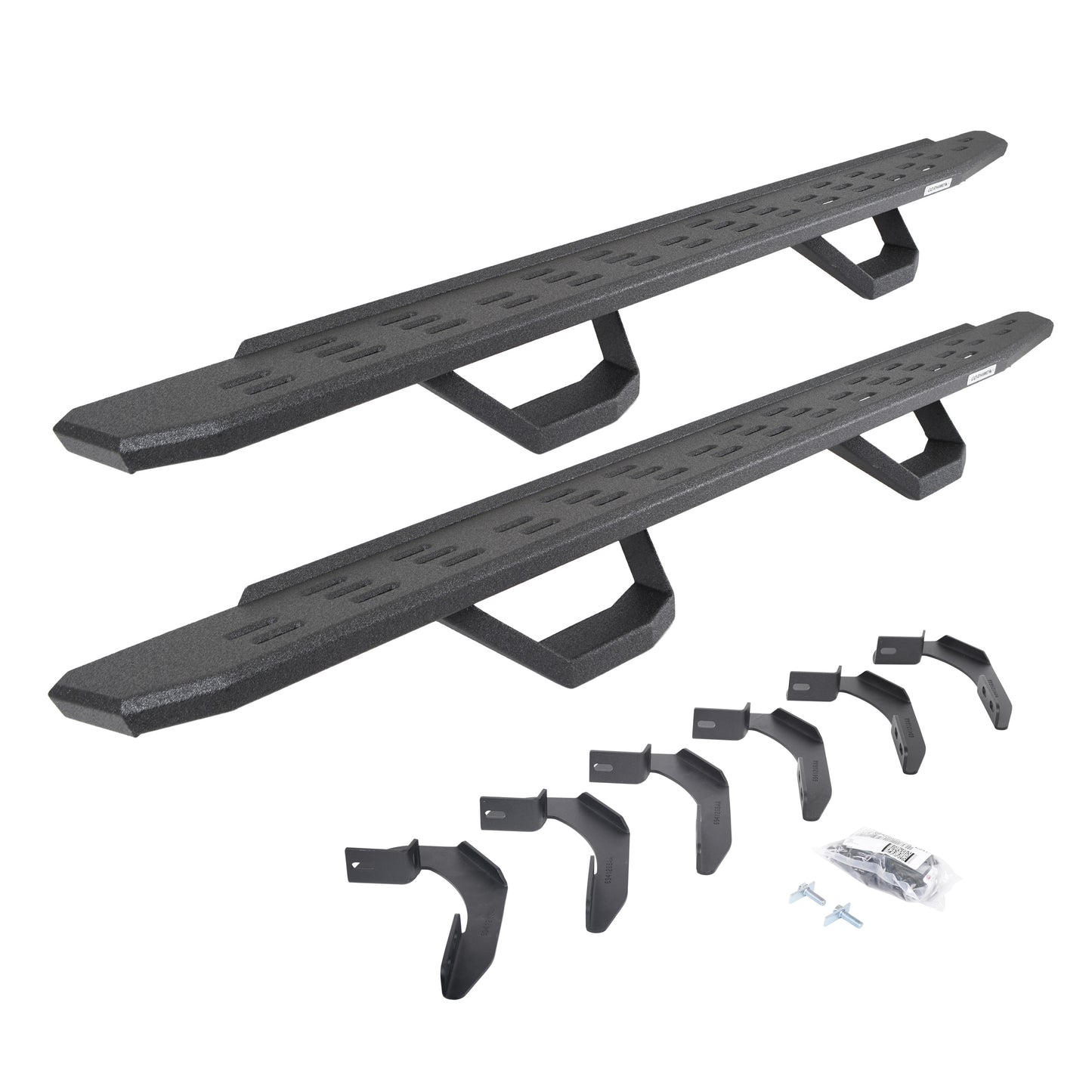 Go Rhino 6961268020T RB30 Running Boards With Mounting Brackets & 2 Pairs Of Drops Steps Kit Protective Bedliner Coating