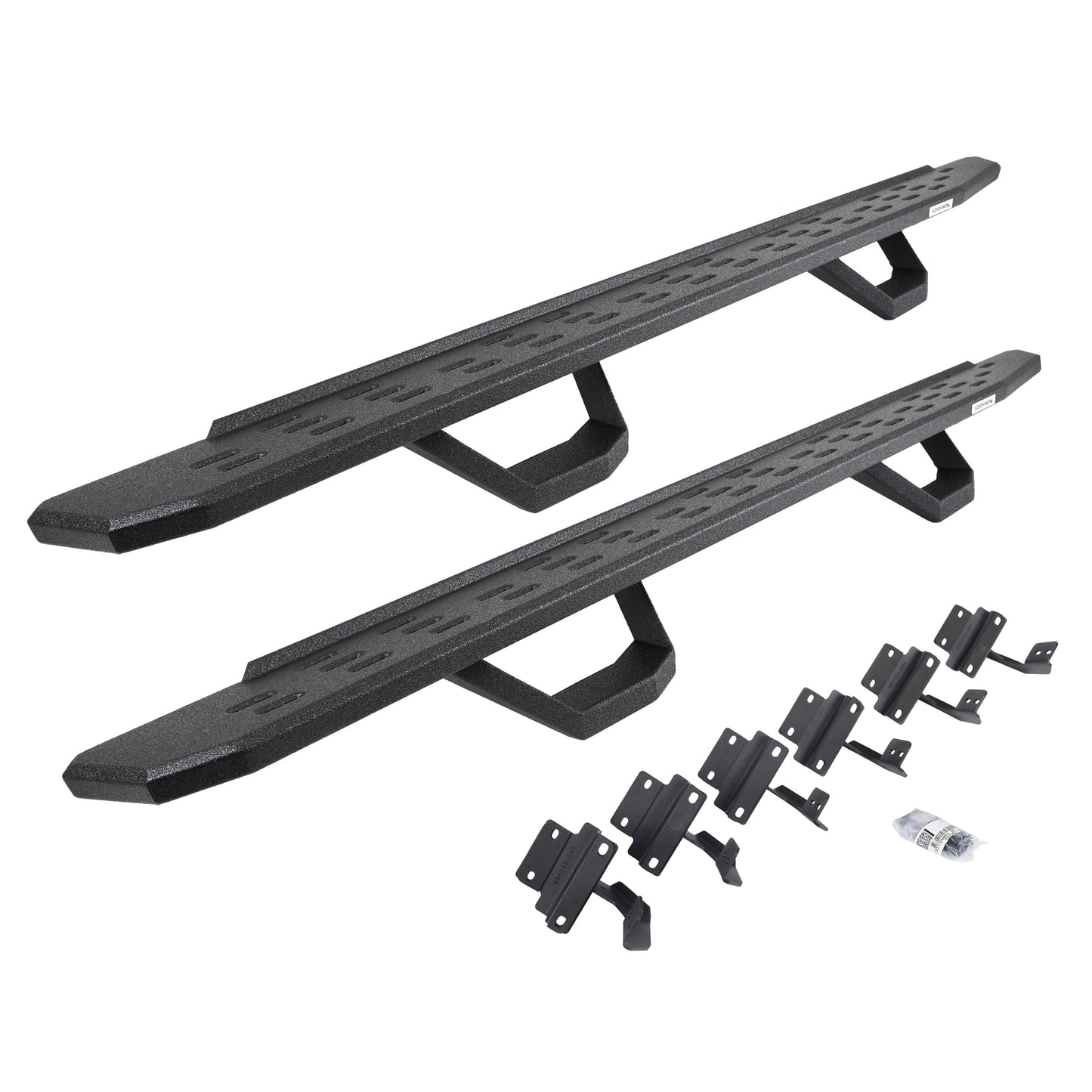 Go Rhino 6961558720T RB30 Running Boards With Mounting Brackets & 2 Pairs Of Drops Steps Kit Protective Bedliner Coating