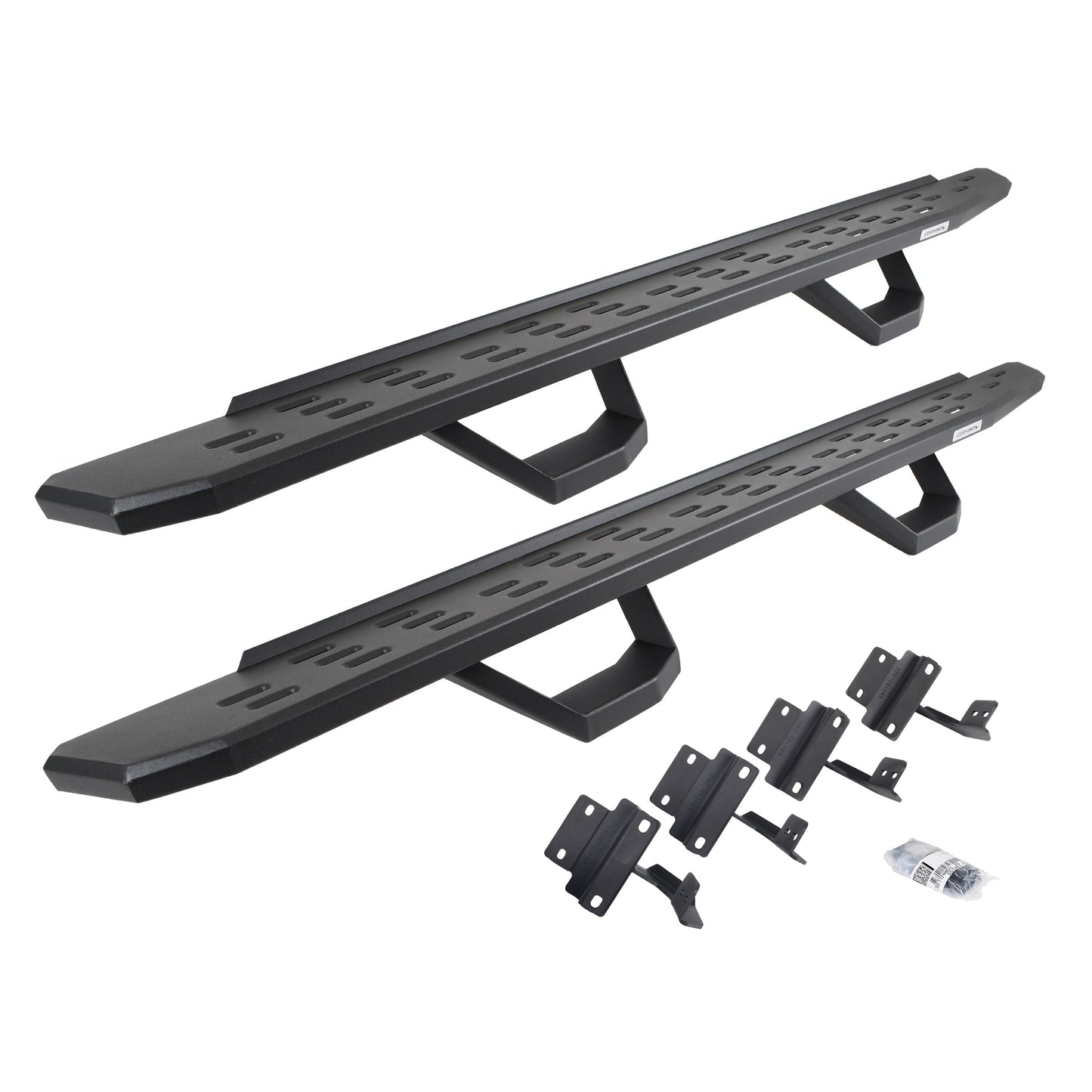 Go Rhino 6961778020PC RB30 Running Boards With Mounting Brackets & 2 Pairs Of Drops Steps Kit Textured Black