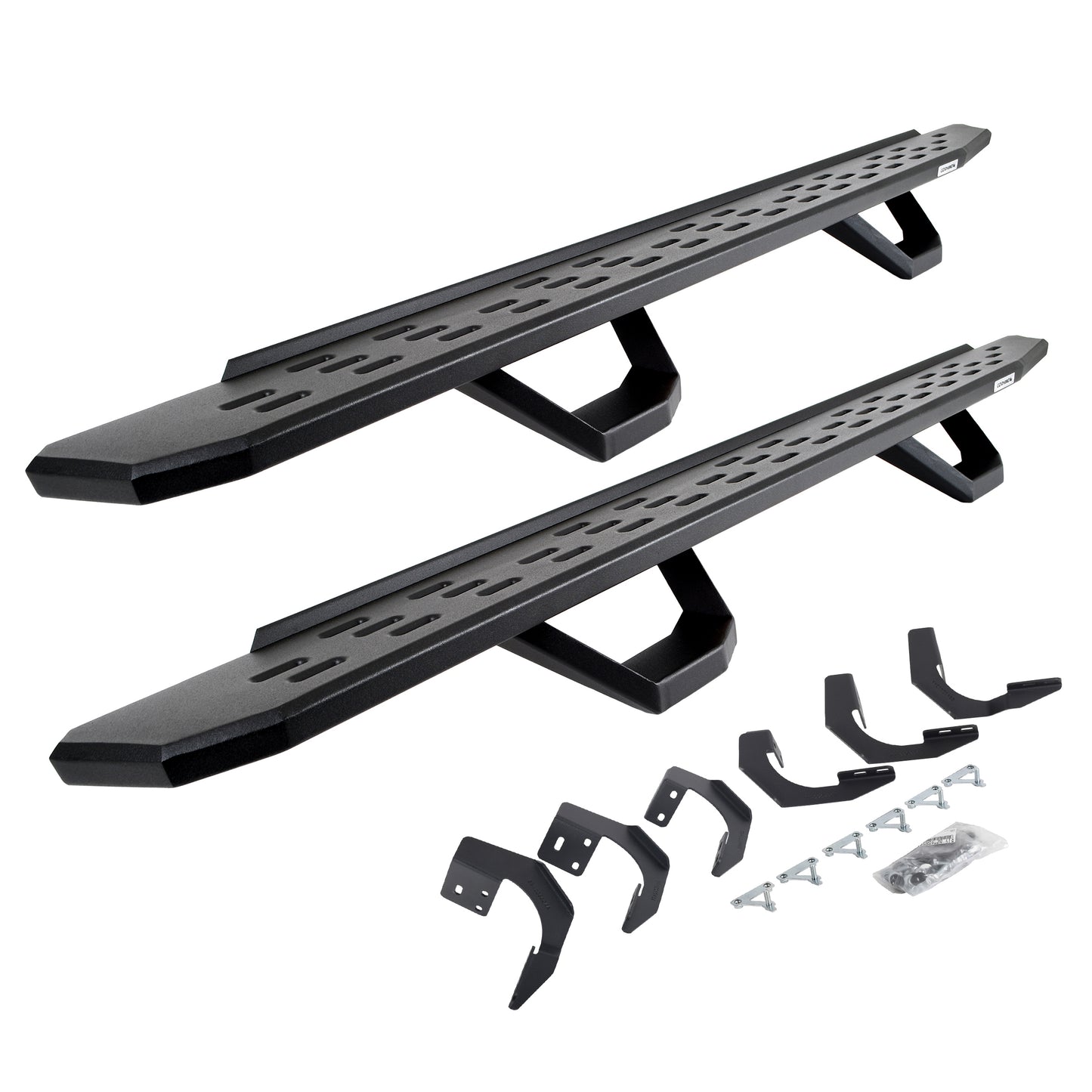 Go Rhino 6962068720PC RB30 Running Boards With Mounting Brackets & 2 Pairs Of Drops Steps Kit Textured Black