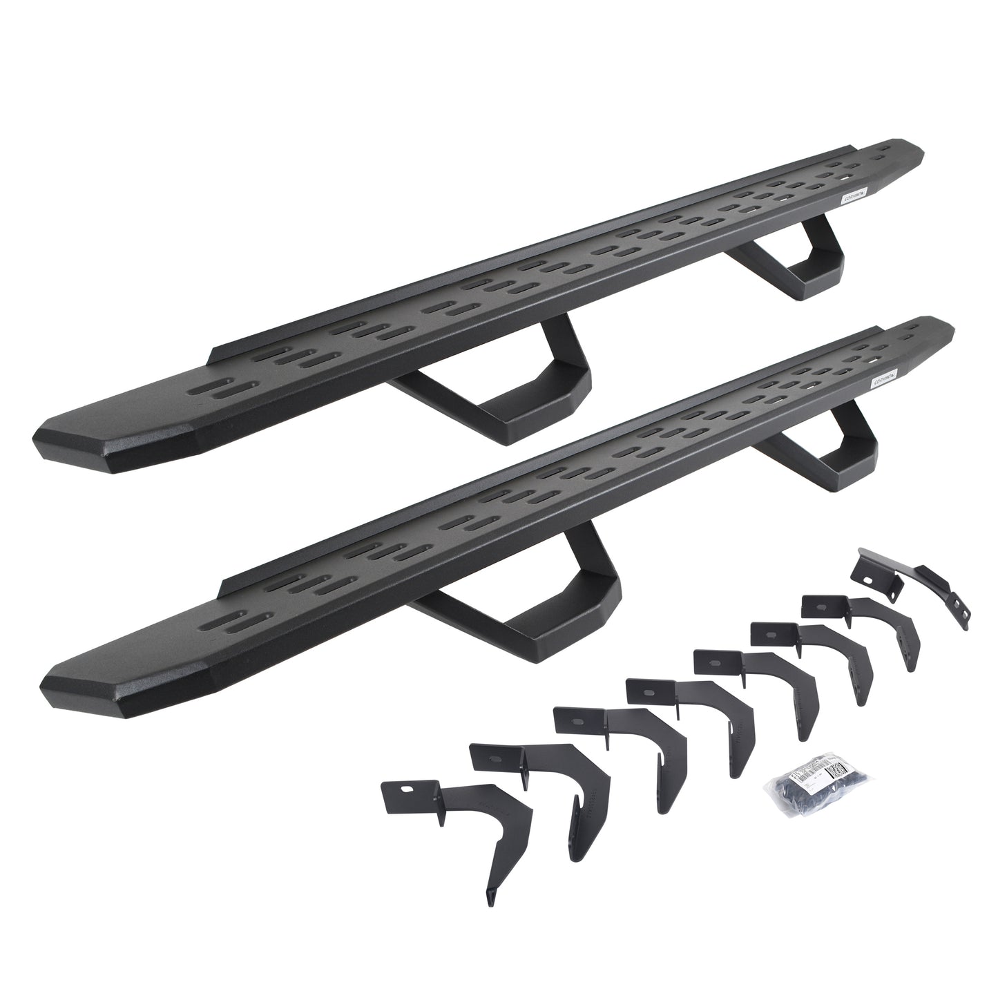 Go Rhino 6962358020PC RB30 Running Boards With Mounting Brackets & 2 Pairs Of Drops Steps Kit Textured Black