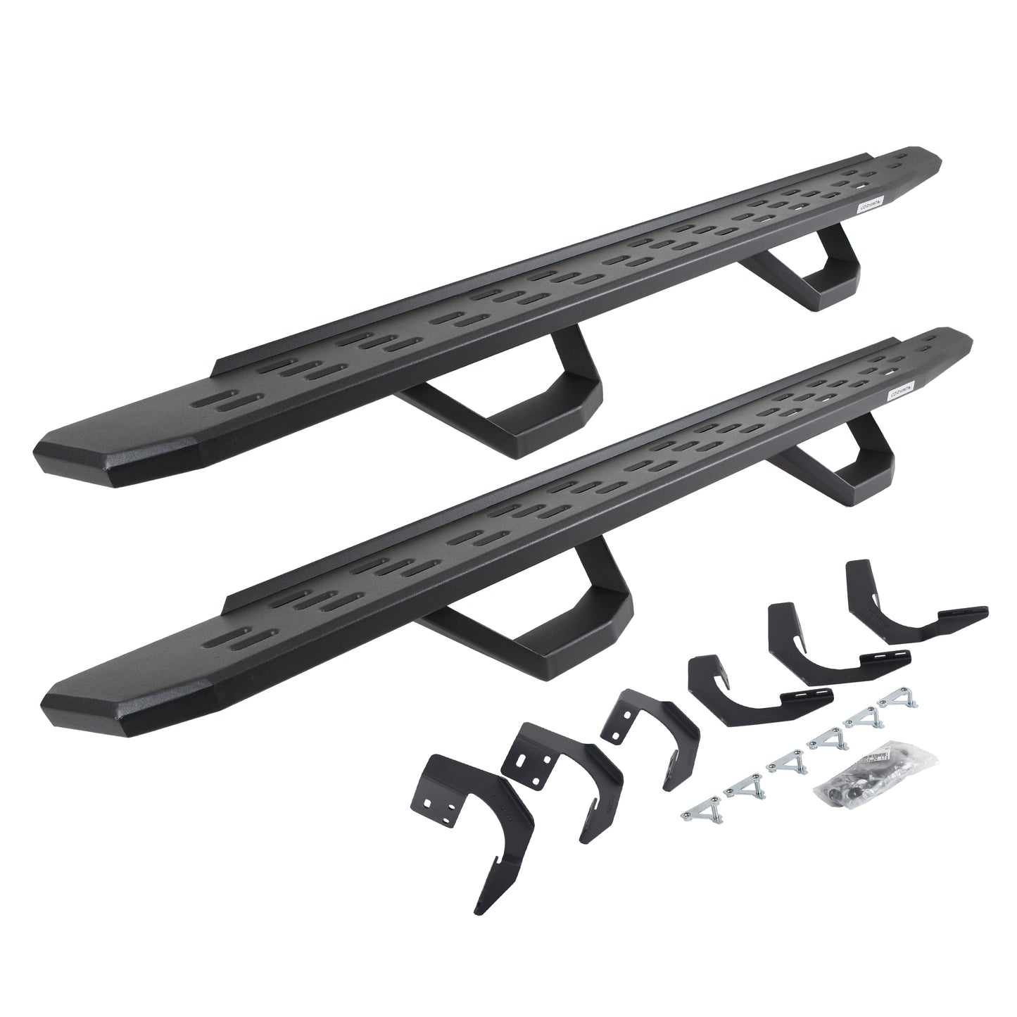 Go Rhino 6962998020PC RB30 Running Boards With Mounting Brackets & 2 Pairs Of Drops Steps Kit Textured Black