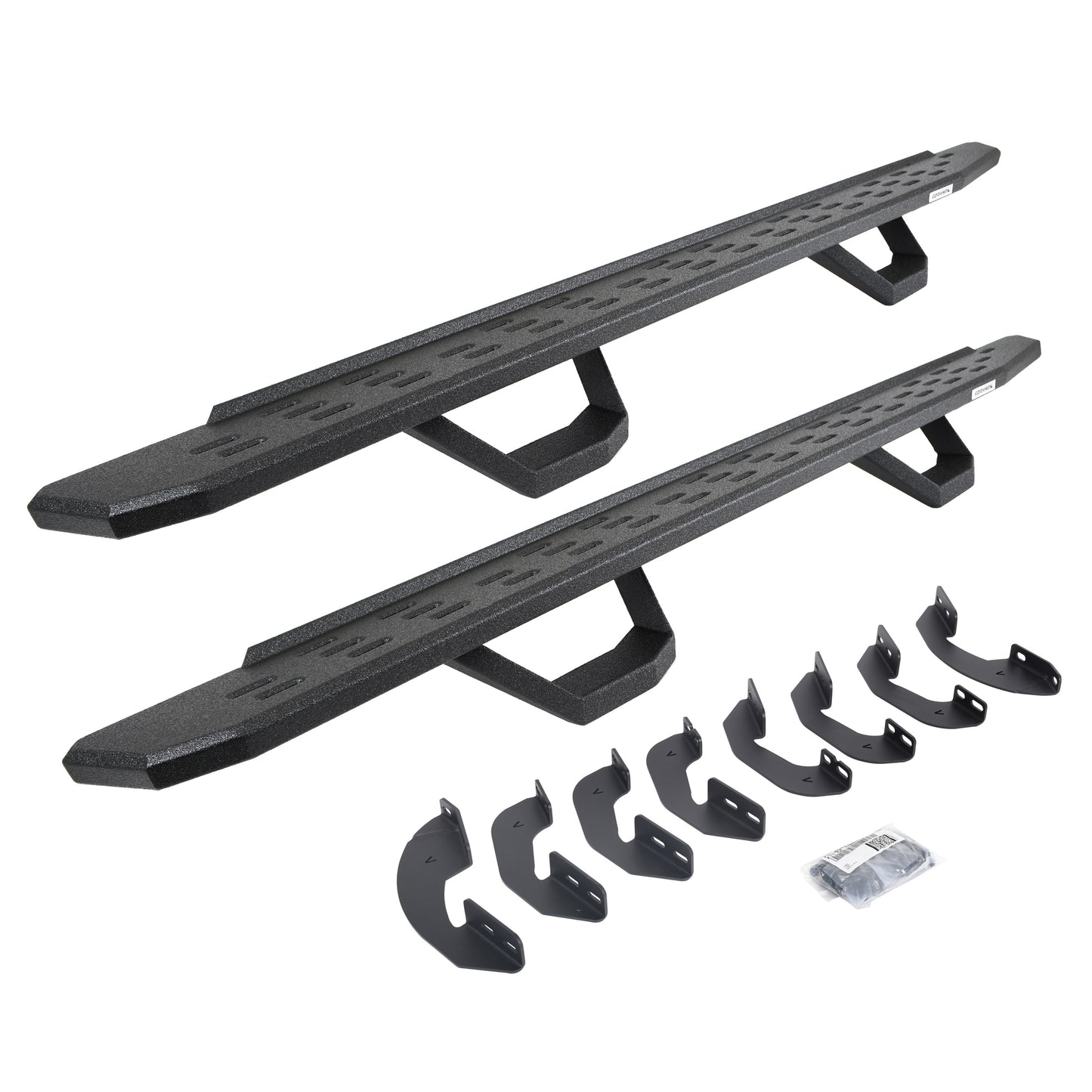 Go Rhino 6964168720T RB30 Running Boards With Mounting Brackets & 2 Pairs Of Drops Steps Kit Protective Bedliner Coating