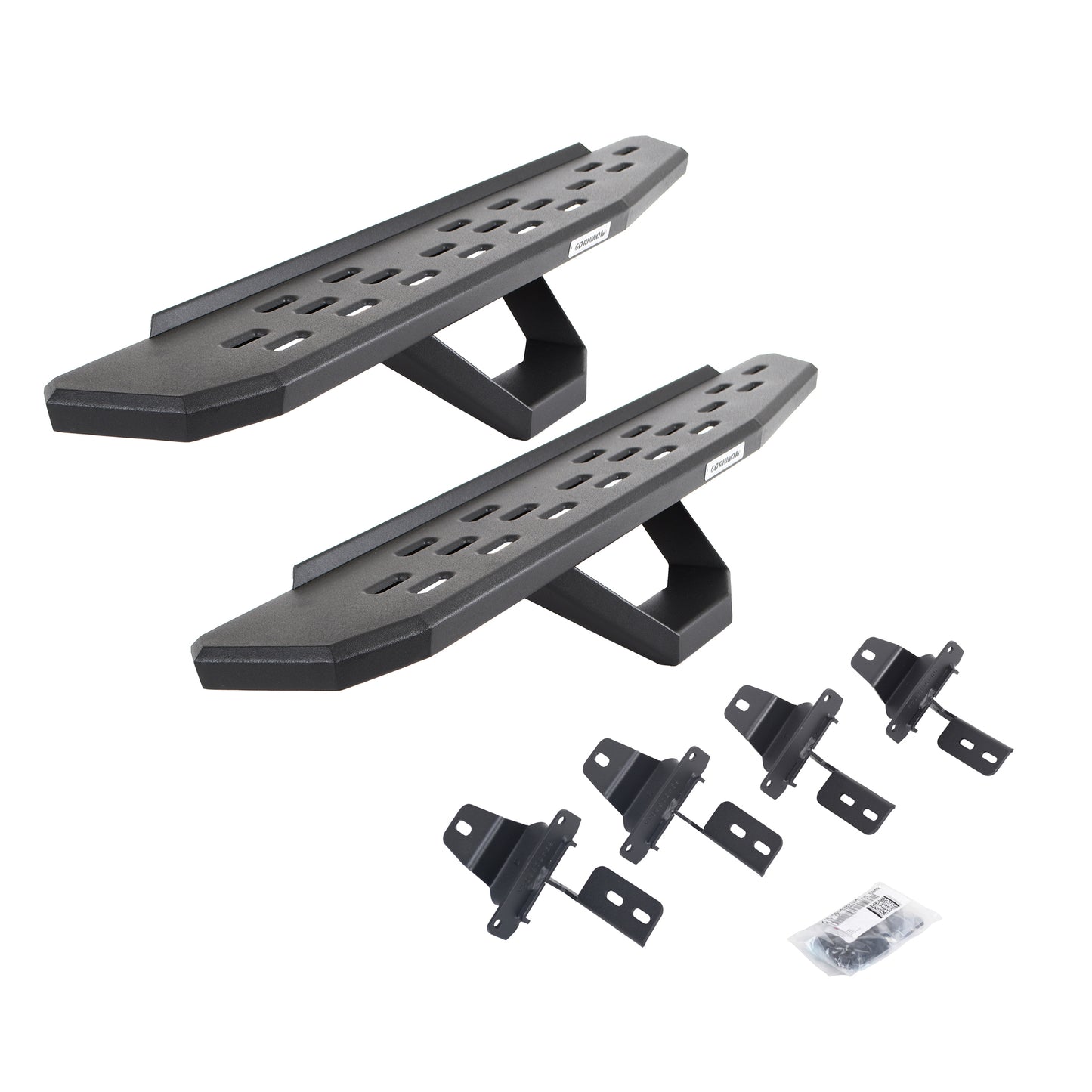 Go Rhino 6969274810PC RB30 Running Boards With Mounting Brackets & 2 Pairs Of Drops Steps Kit Textured Black