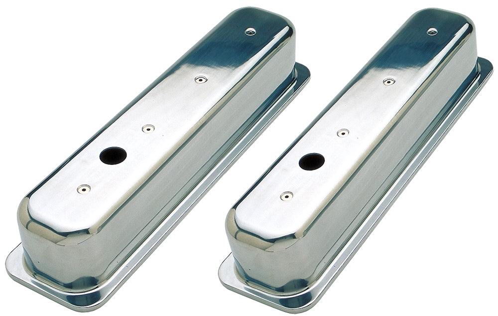 Trans-Dapt Performance Ball-Milled Aluminum Valve Covers; Tall; Plain- 1987-1999- Sb Chevrolet 5.0/5.7L 6986